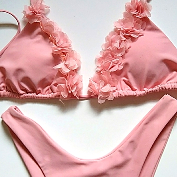 PINK BIKINI 2 PIECE SWIMSUIT PINK M - Picture 2 of 4